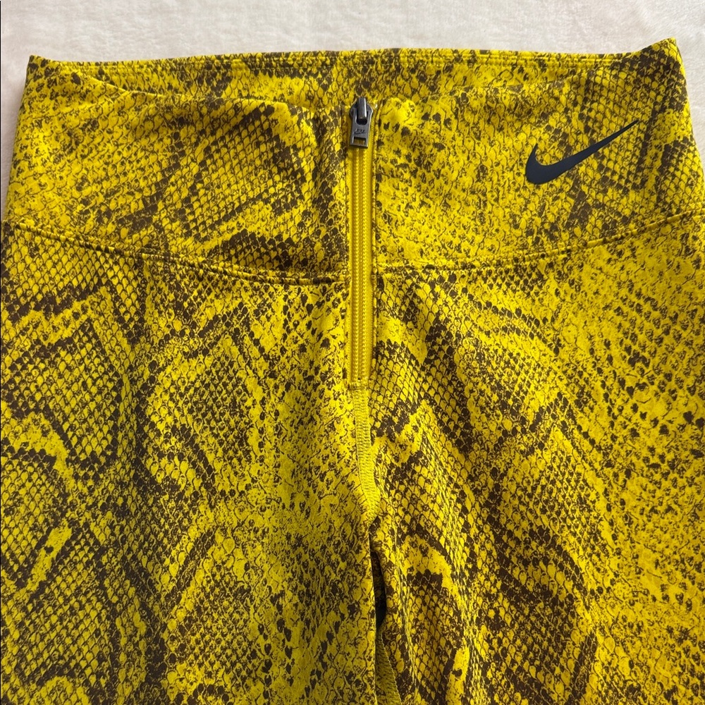 Nike Speed Yellow Python Snake Print Leggings Xs - image 3